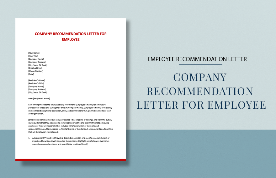 Company Recommendation Letter For Employee in Word, Google Docs, Apple Pages