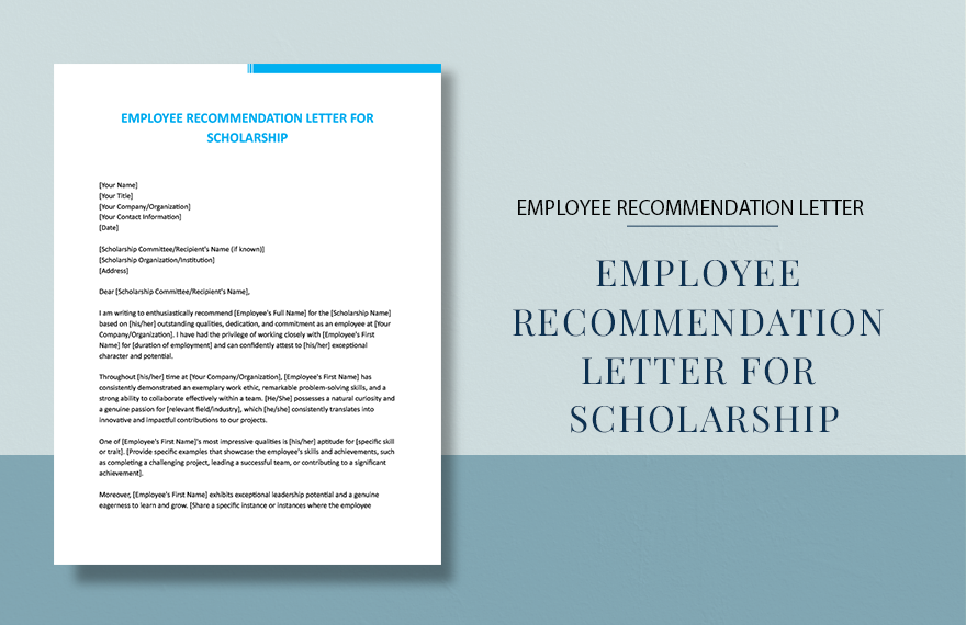 Employee Recommendation Letter For Scholarship in Word, Google Docs, Apple Pages