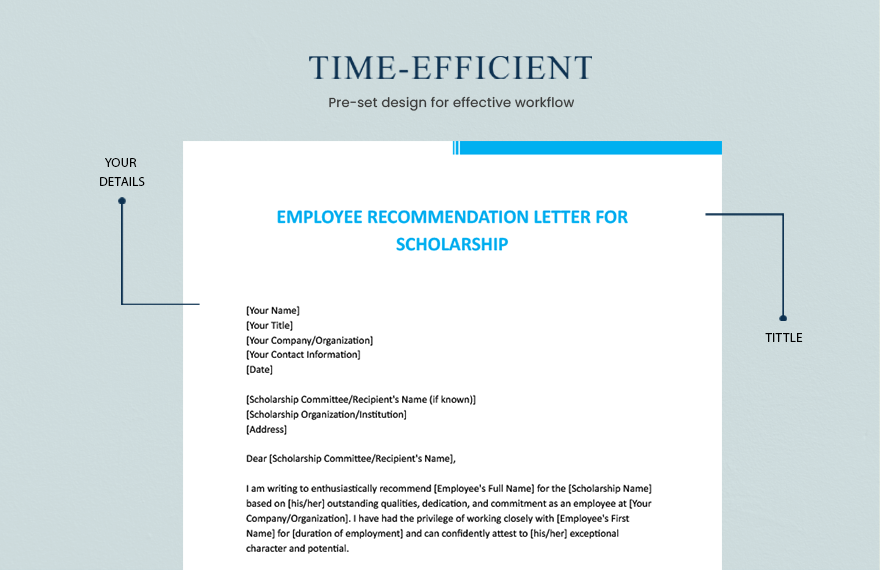 Employee Recommendation Letter For Scholarship
