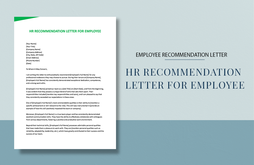 Hr Recommendation Letter For Employee