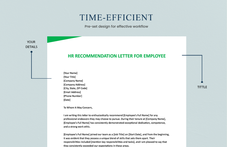 Hr Recommendation Letter For Employee