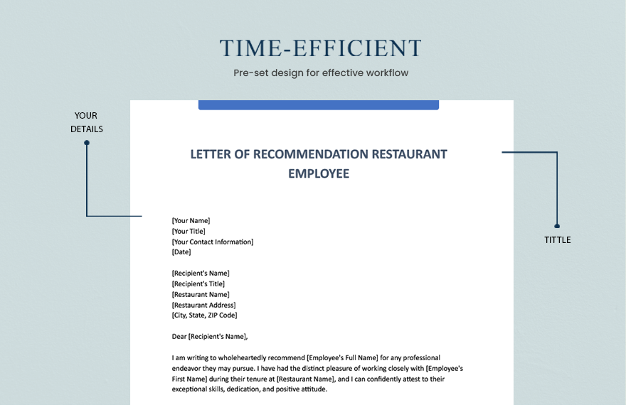 Letter Of Recommendation Restaurant Employee