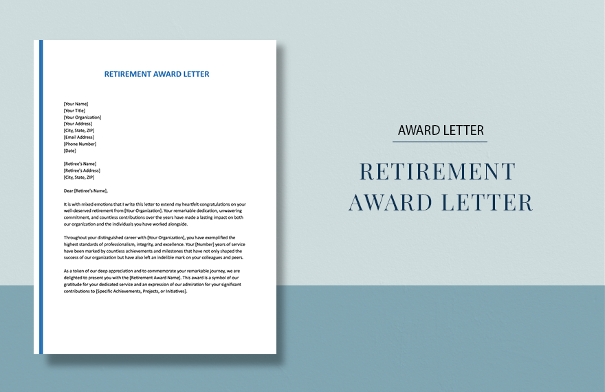 Retirement Award Letter in Word, Google Docs, Apple Pages