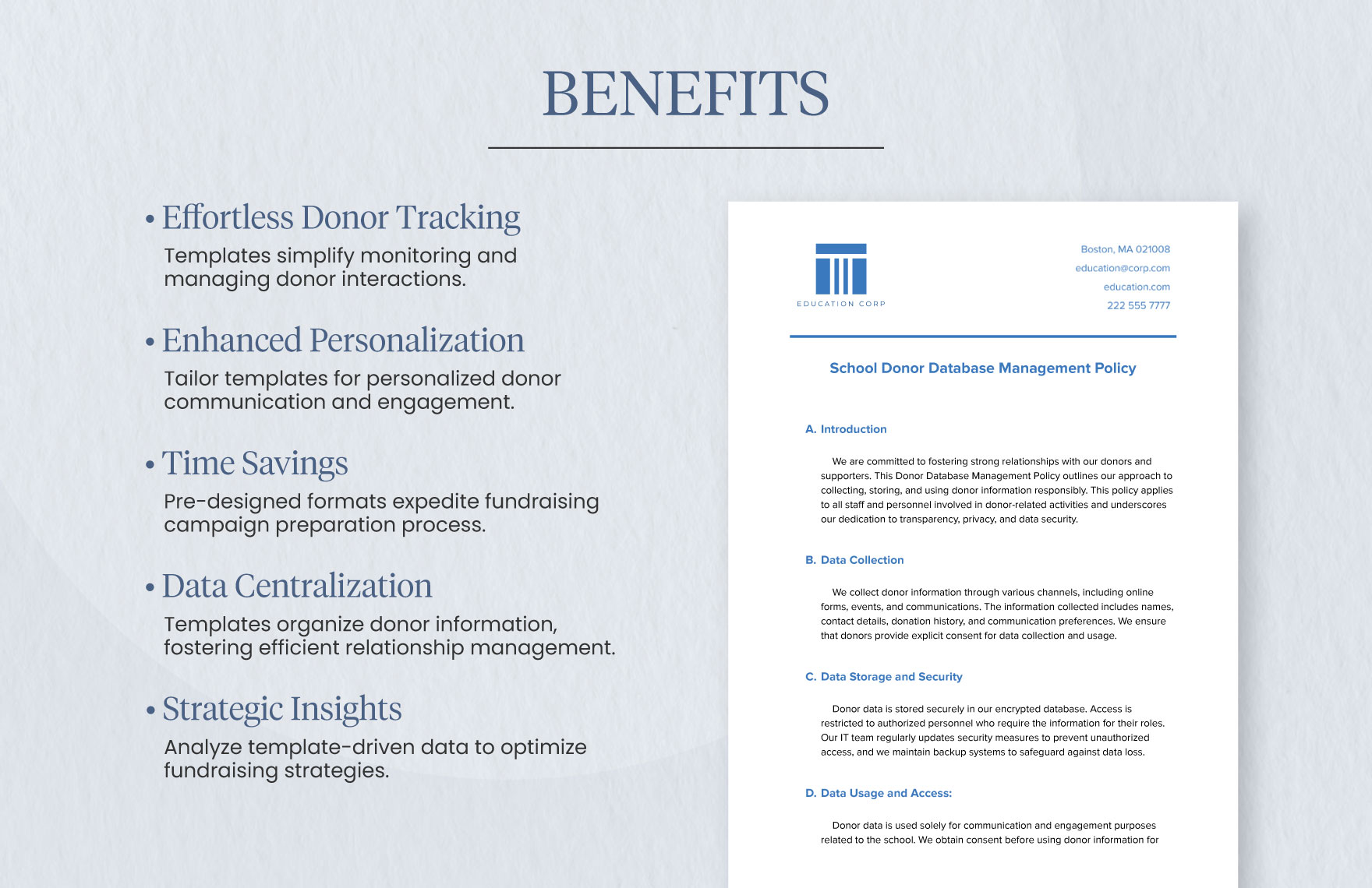 School Donor Database Management Policy Template
