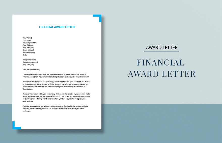 Financial Award Letter in Word, Google Docs, Apple Pages