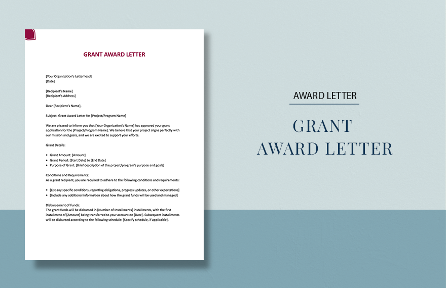 Grant Award Letter in Word, Google Docs, Apple Pages