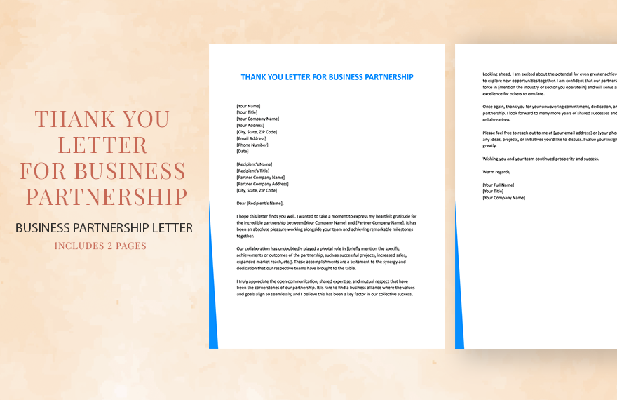 Free Thank You Letter For Business Partnership