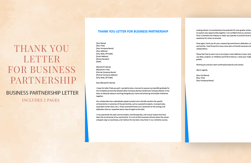 Free Thank You Letter For Business Partnership Download In Word 