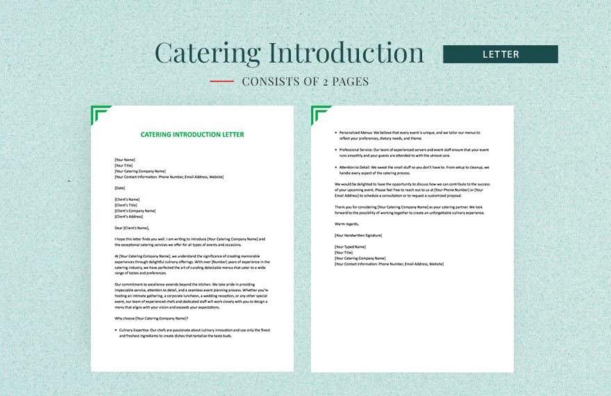 Free Catering Introduction Letter