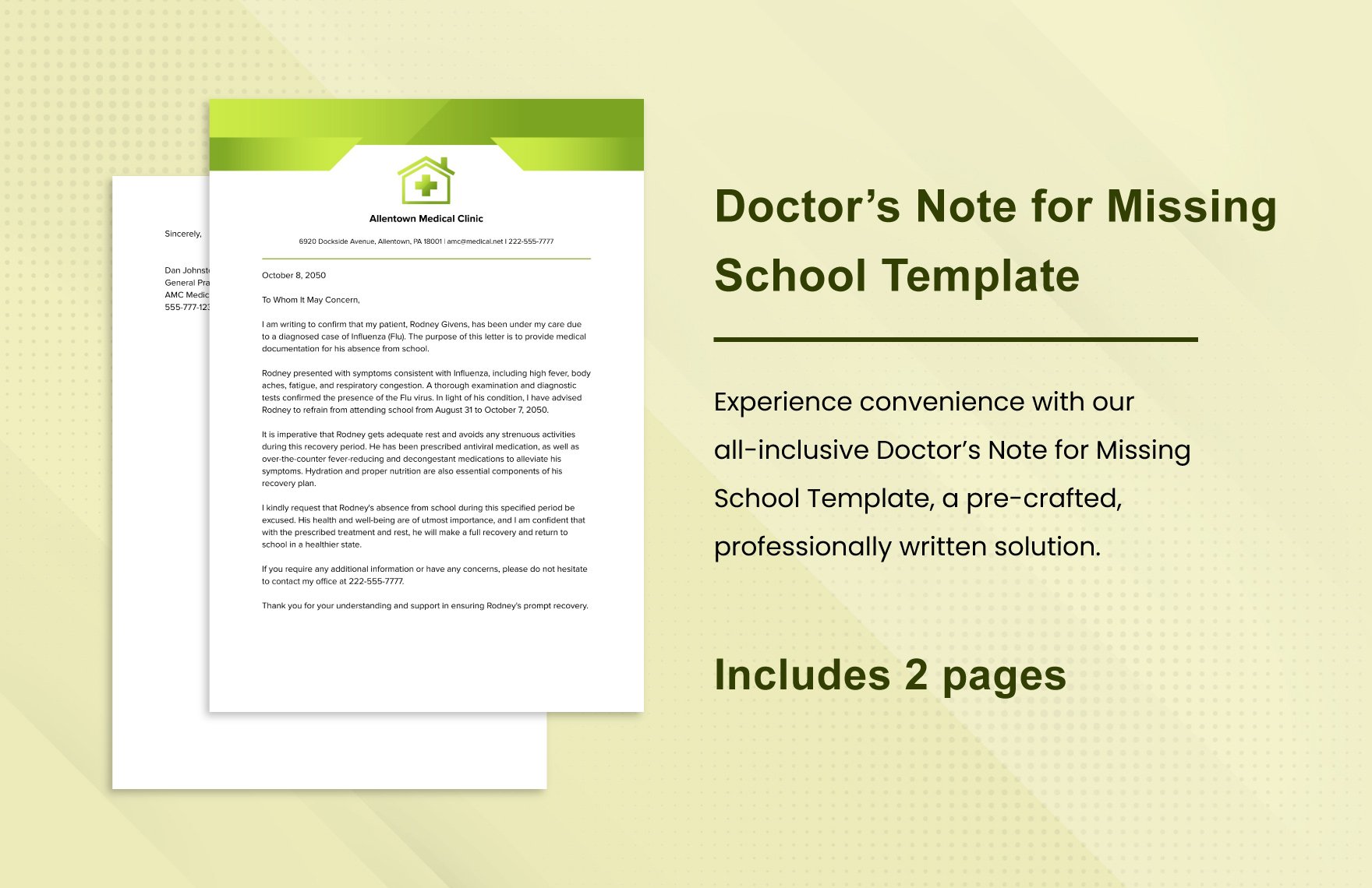 Doctor’s Note for Missing School Template