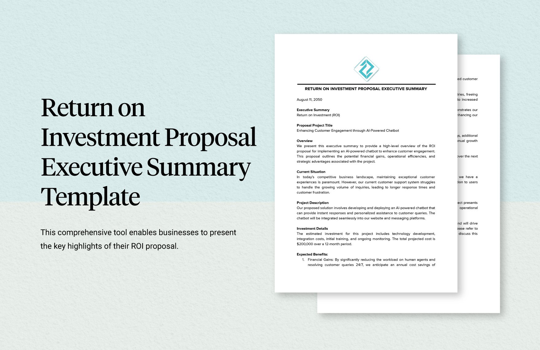 Return on Investment Proposal Executive Summary Template