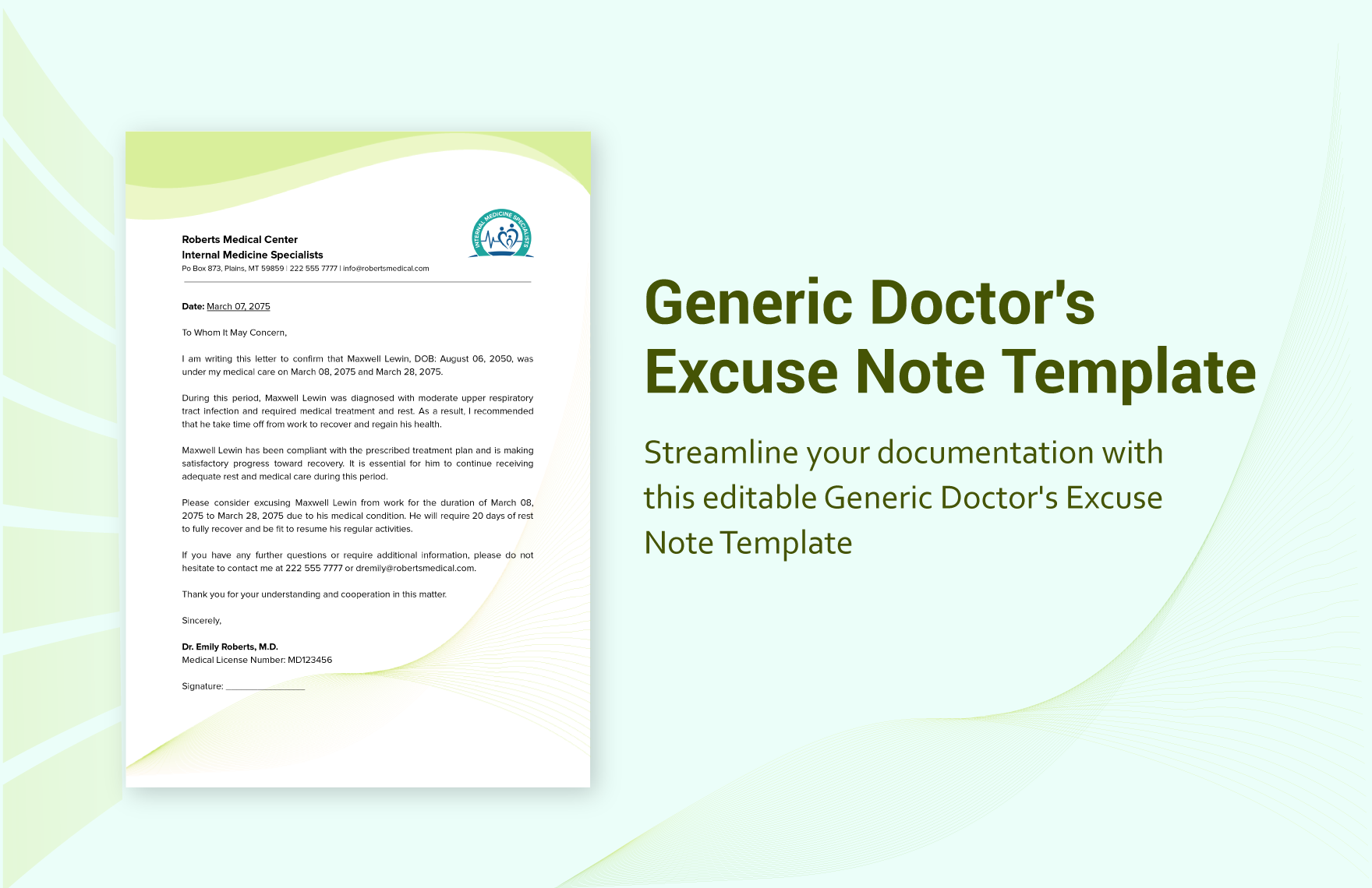 Generic Doctor's Excuse Note Template