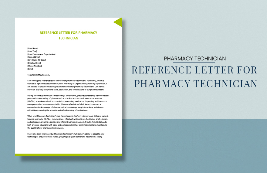 Reference Letter For Pharmacy Technician