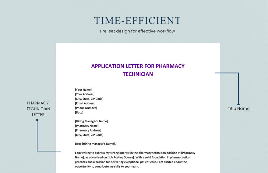 Application Letter For Pharmacy Technician