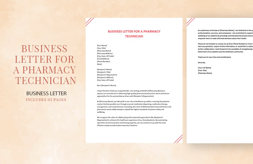 Business Letter For A Pharmacy Technician