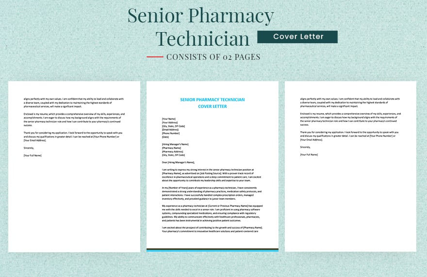 Senior Pharmacy Technician Cover Letter
