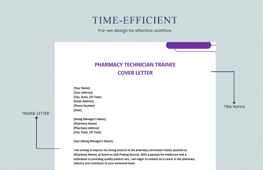 Pharmacy Technician Trainee Cover Letter