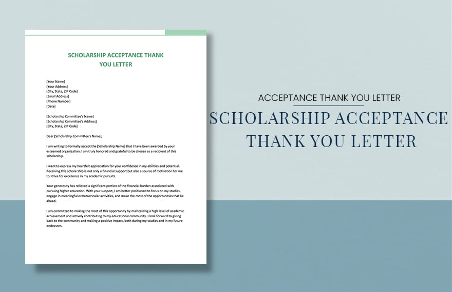 Scholarship Acceptance Thank You Letter in Word, Google Docs, PDF, Apple Pages