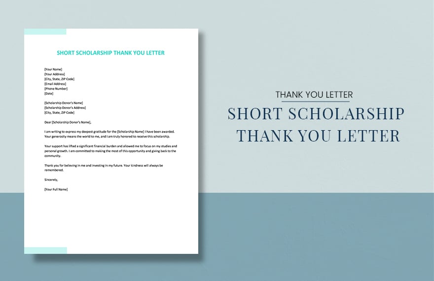 Short Scholarship Thank You Letter