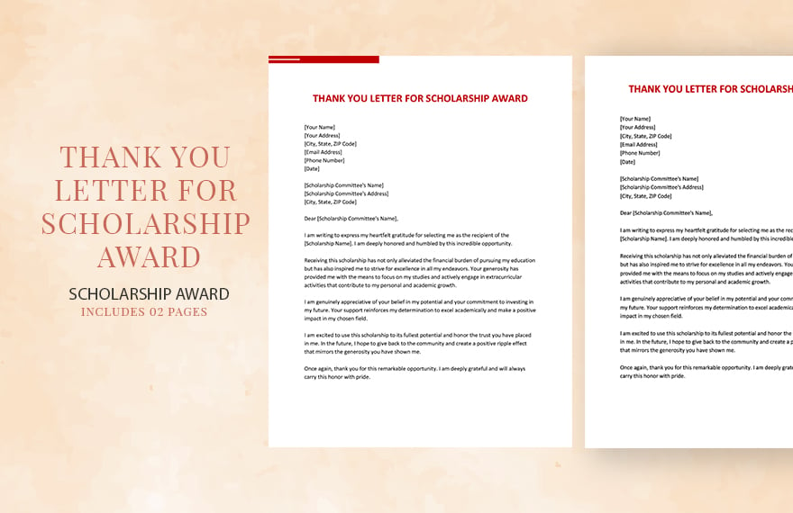 Thank You Letter For Scholarship Award in Word, Google Docs, PDF, Apple Pages