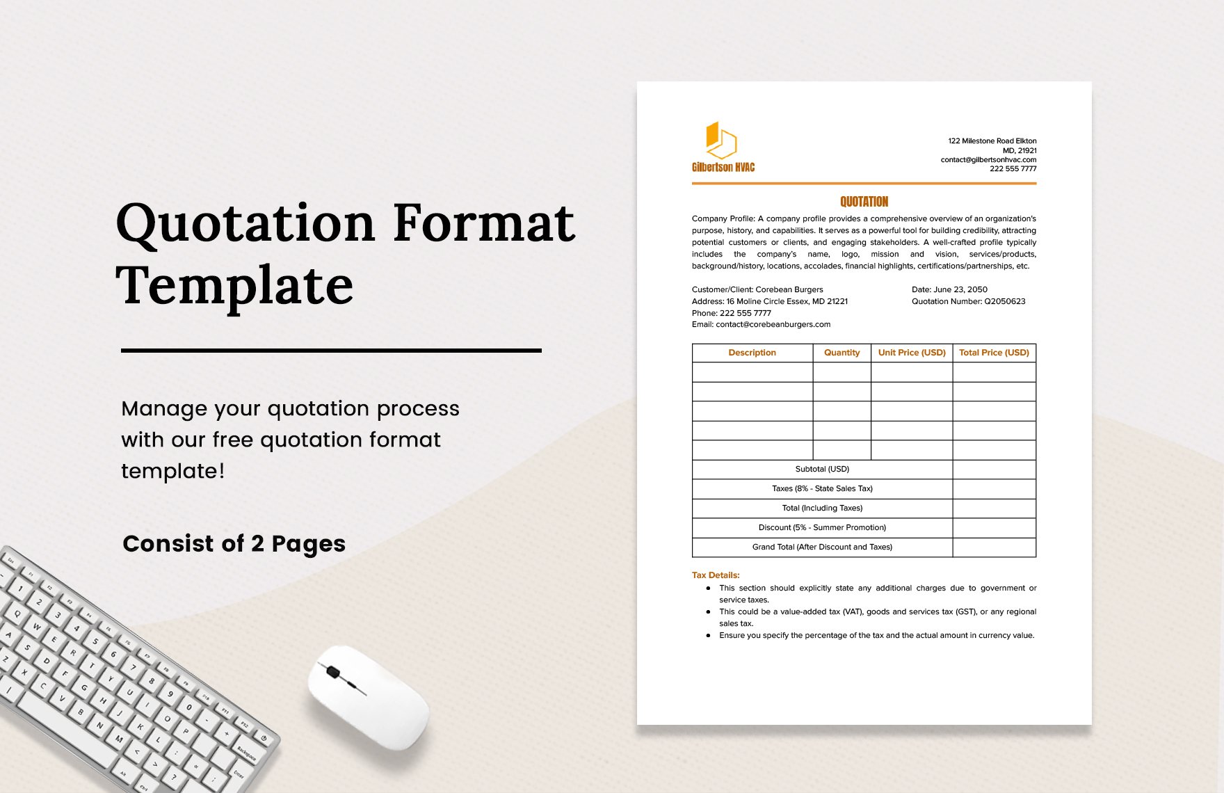 Free Quotation Format Template