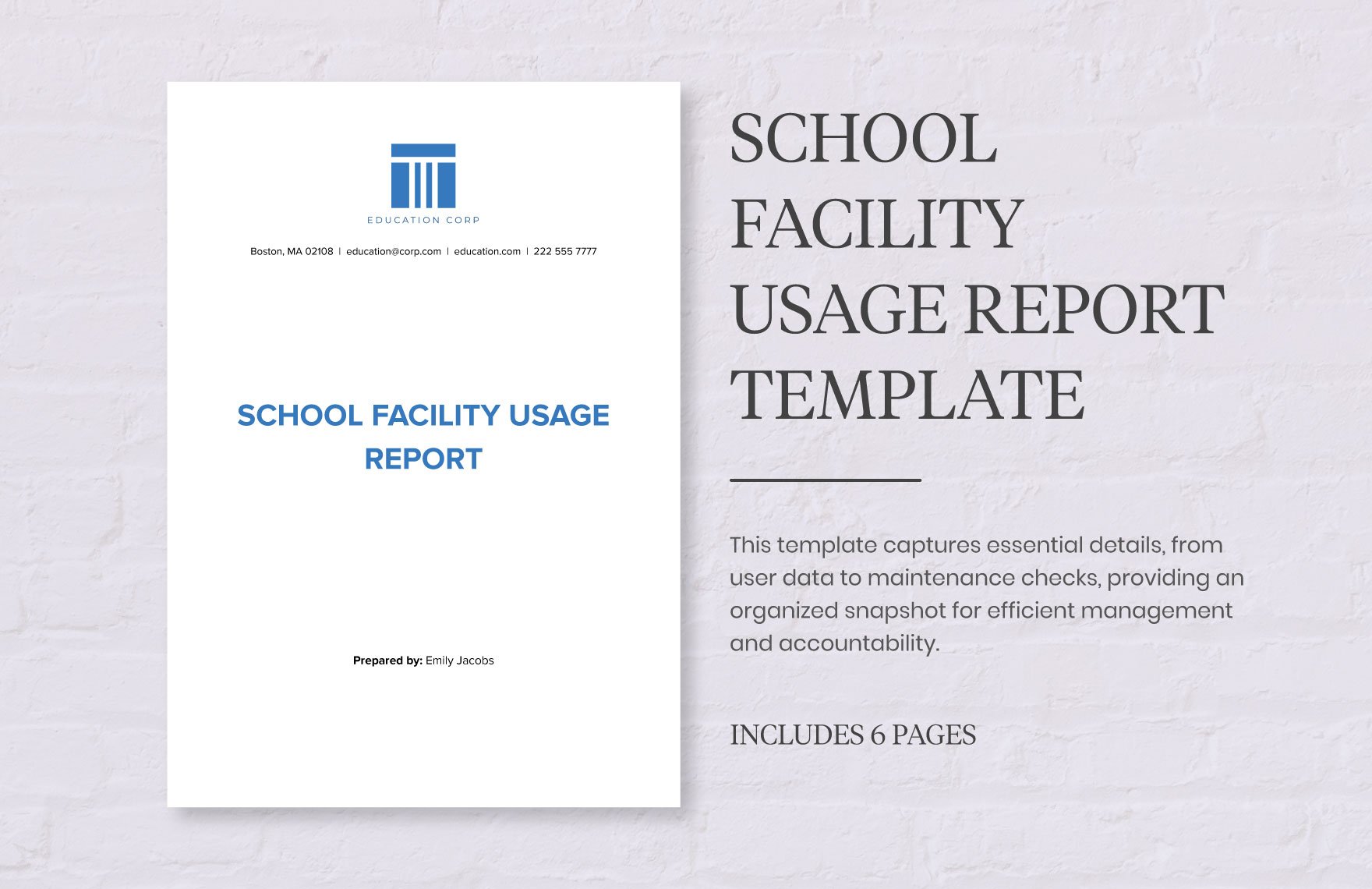 School Facility Usage Report Template in Word, Google Docs, PDF