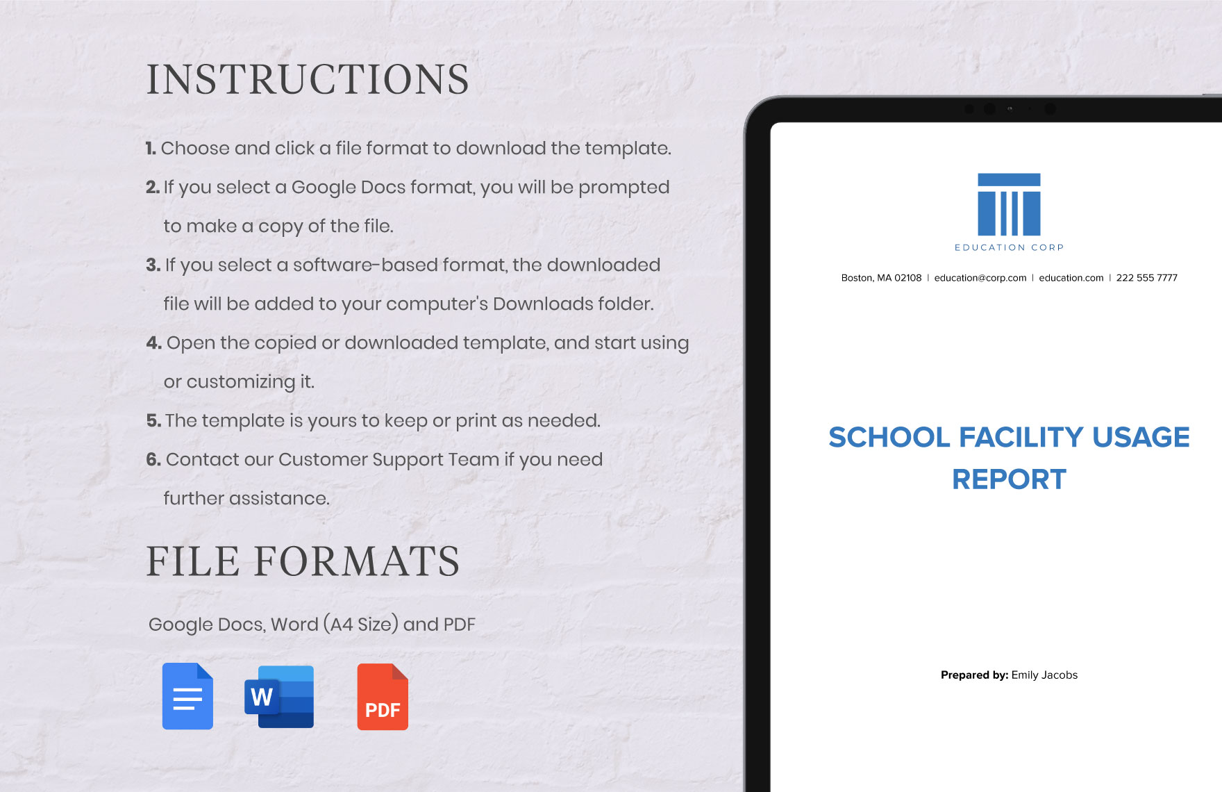 School Facility Usage Report Template
