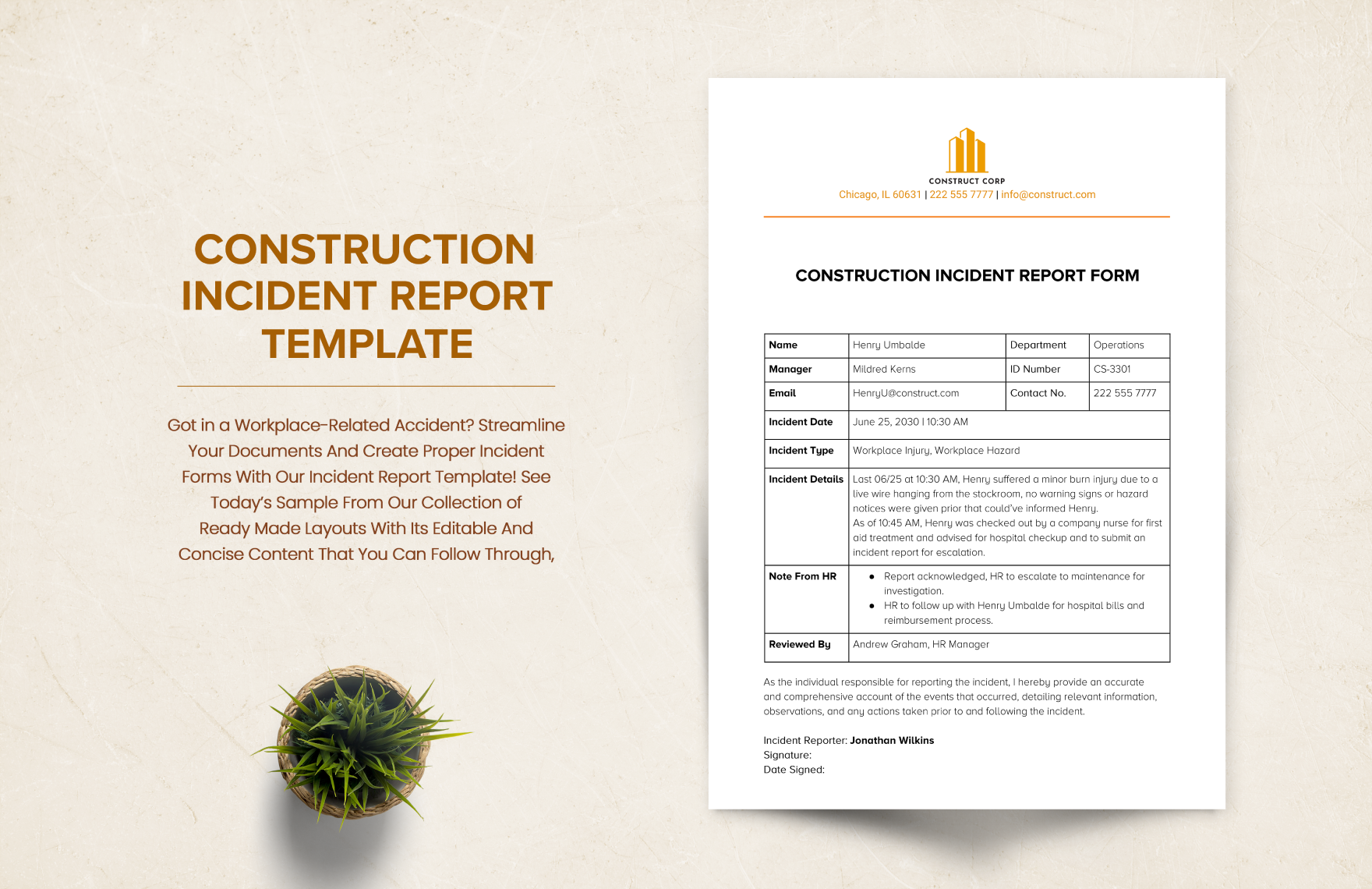 Construction Incident Report (IR) Template