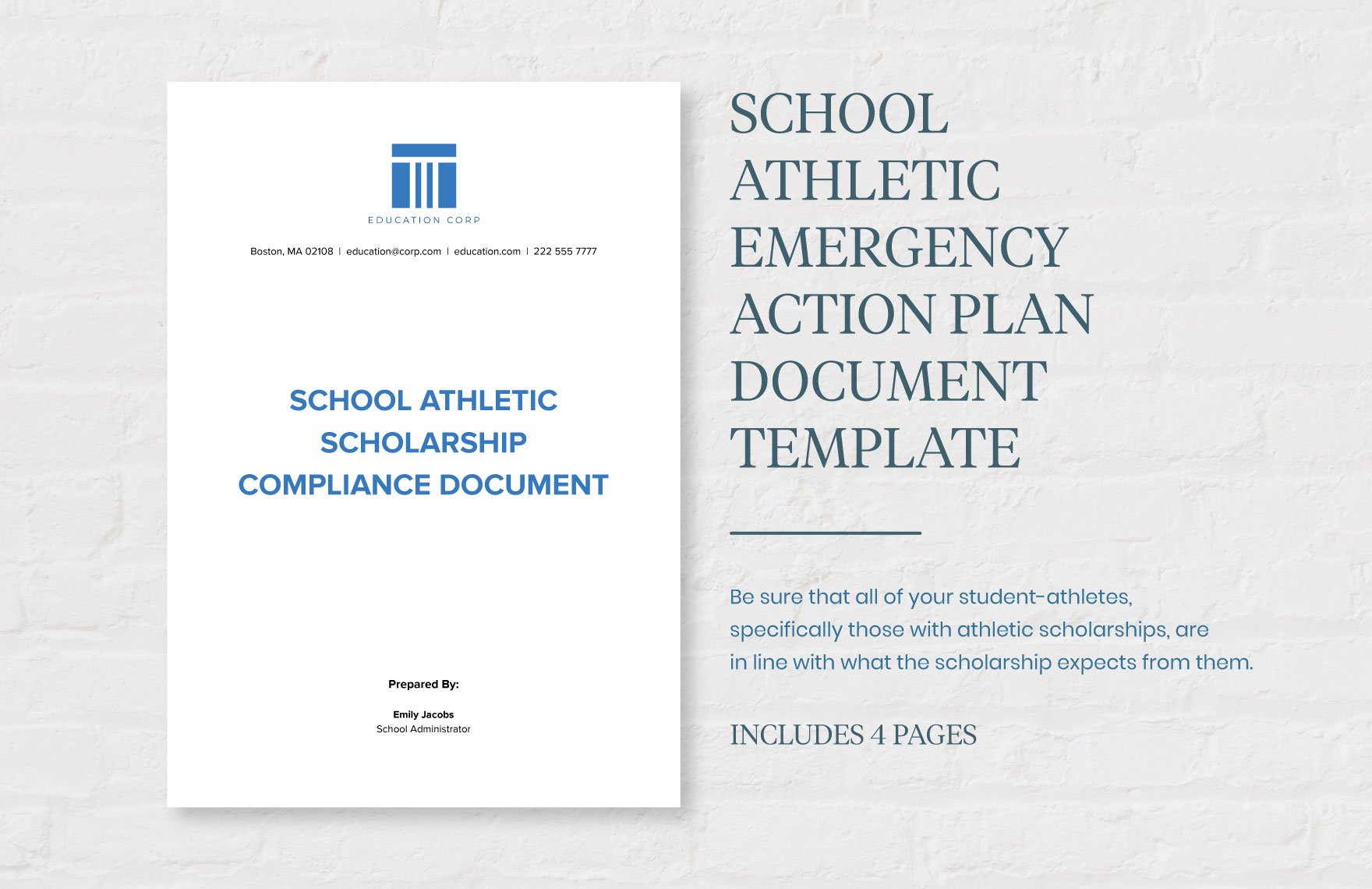 School Athletic Emergency Action Plan Document Template