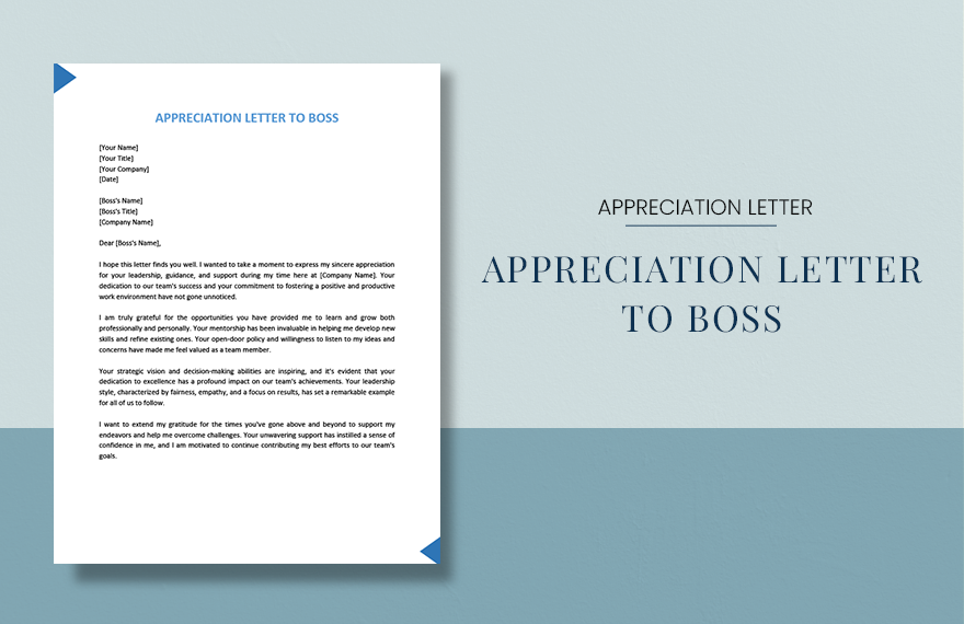 Appreciation Letter To Boss in Word, Google Docs, PDF, Apple Pages