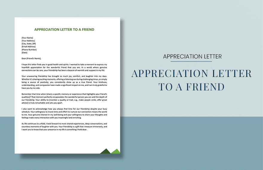 Appreciation Letter To A Friend in Word, Google Docs, PDF, Apple Pages