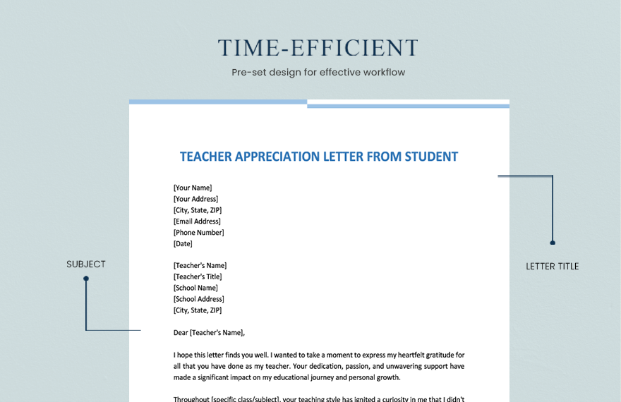 Teacher Appreciation Letter From Student