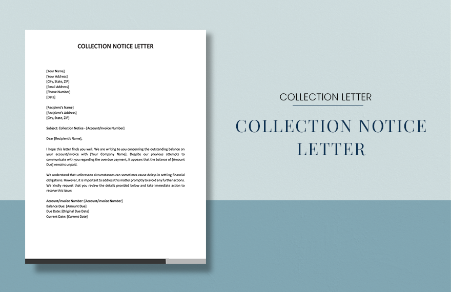 Collection Notice Letter in Word, Google Docs, PDF, Apple Pages