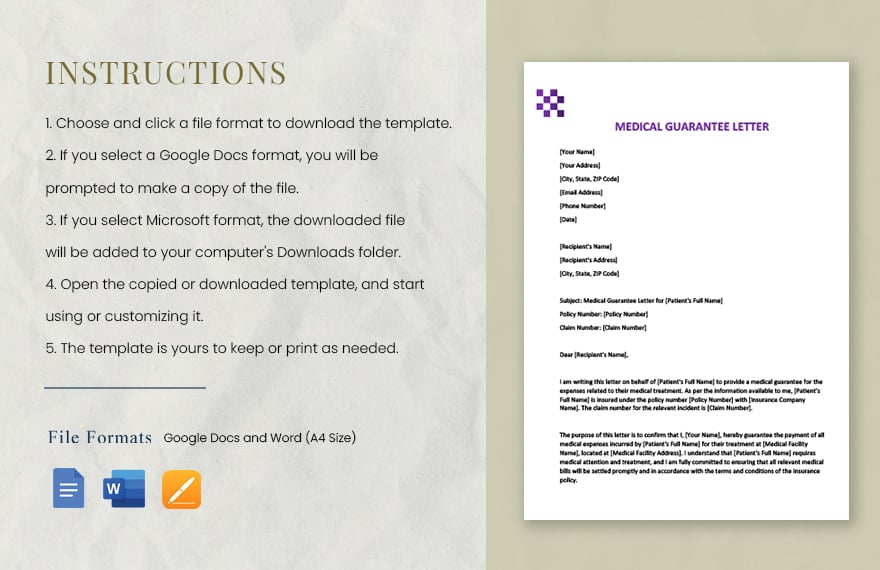 Medical guarantee letter