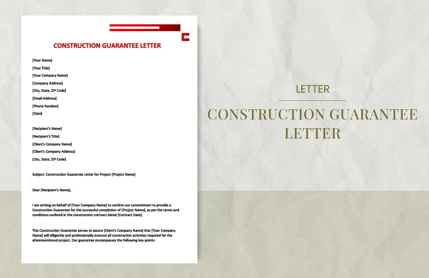 Construction guarantee letter