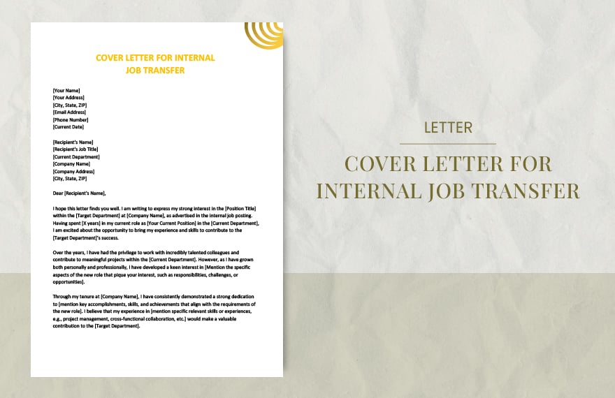 Cover letter for internal job transfer