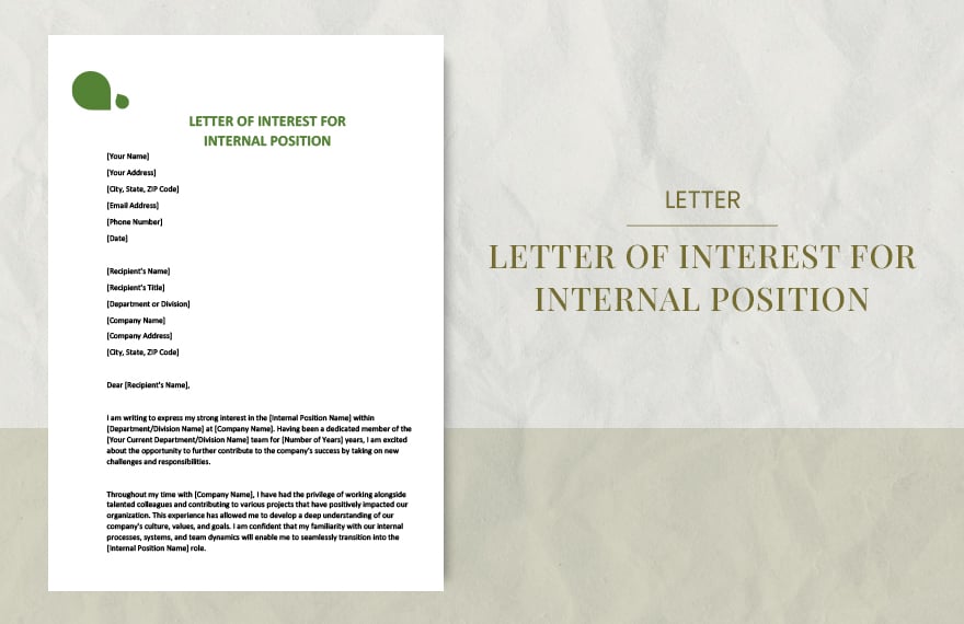Letter of interest for internal position in Word, Google Docs, Apple Pages