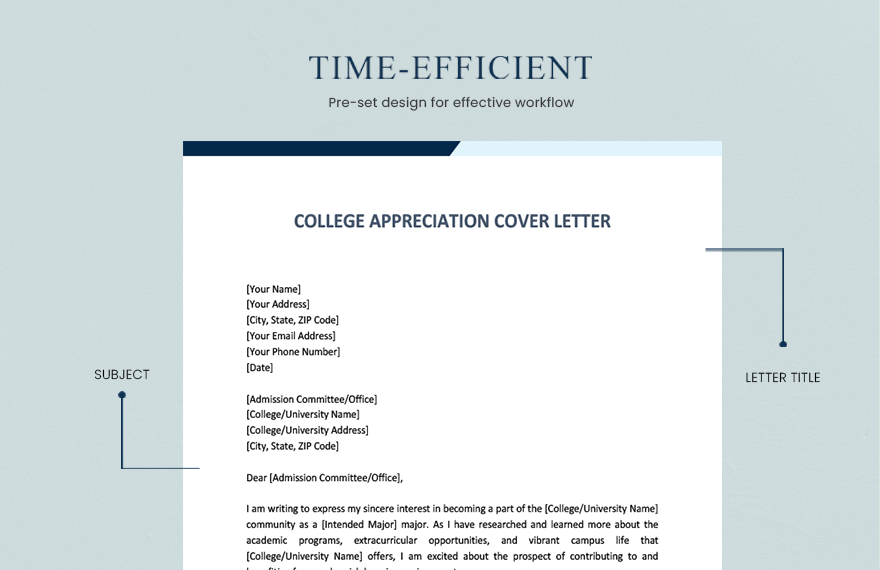 College Application Cover Letter