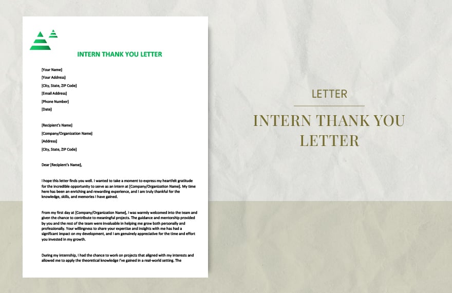 Intern thank you letter
