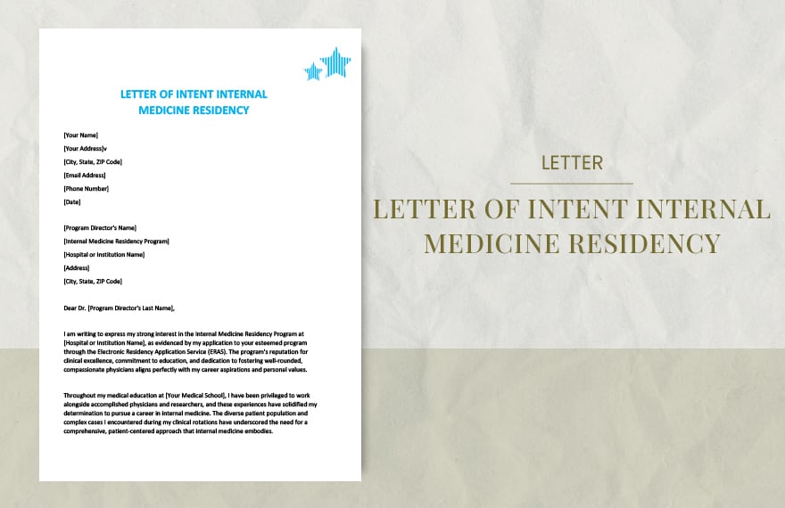 Letter of intent internal medicine residency in Word, Google Docs, Apple Pages