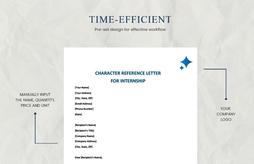 Character reference letter for internship