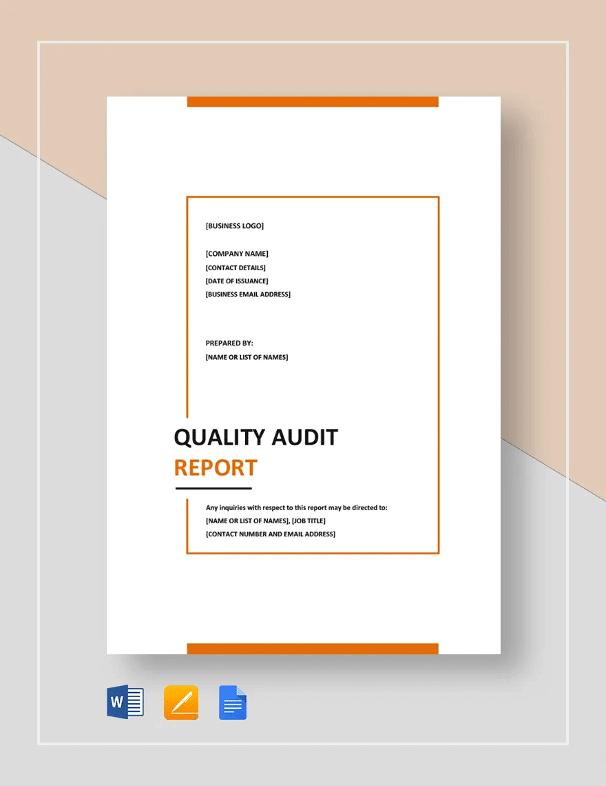 Quality Audit Report Template