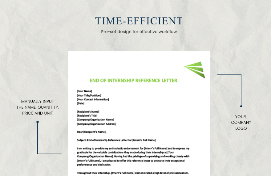 End of internship reference letter