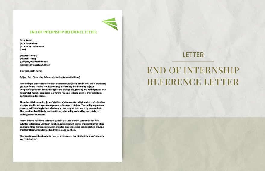 End of internship reference letter