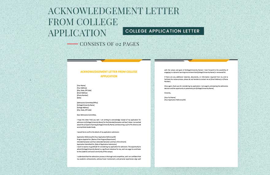 Acknowledgement Letter From College Application