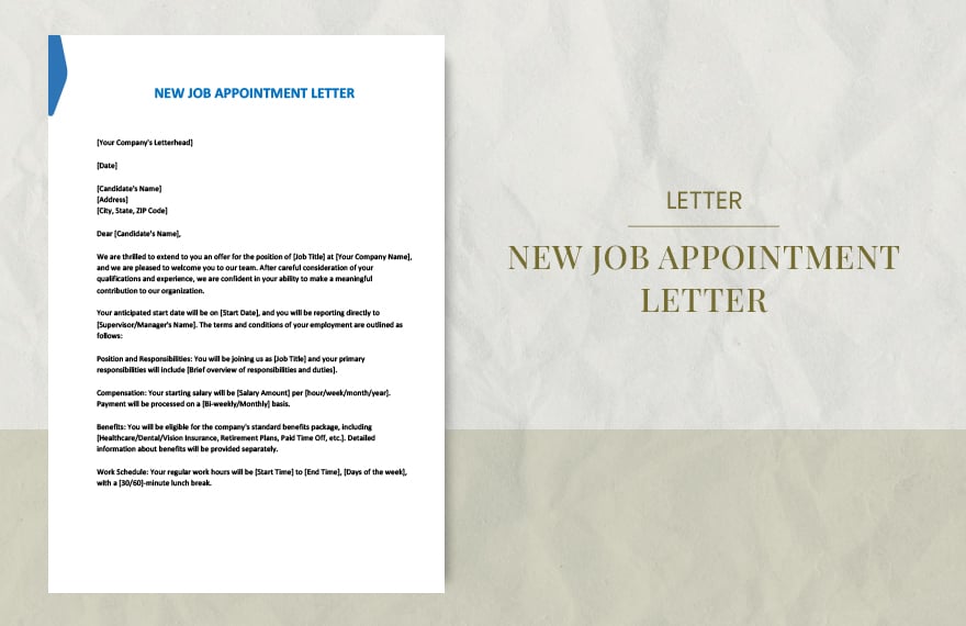 New job appointment letter
