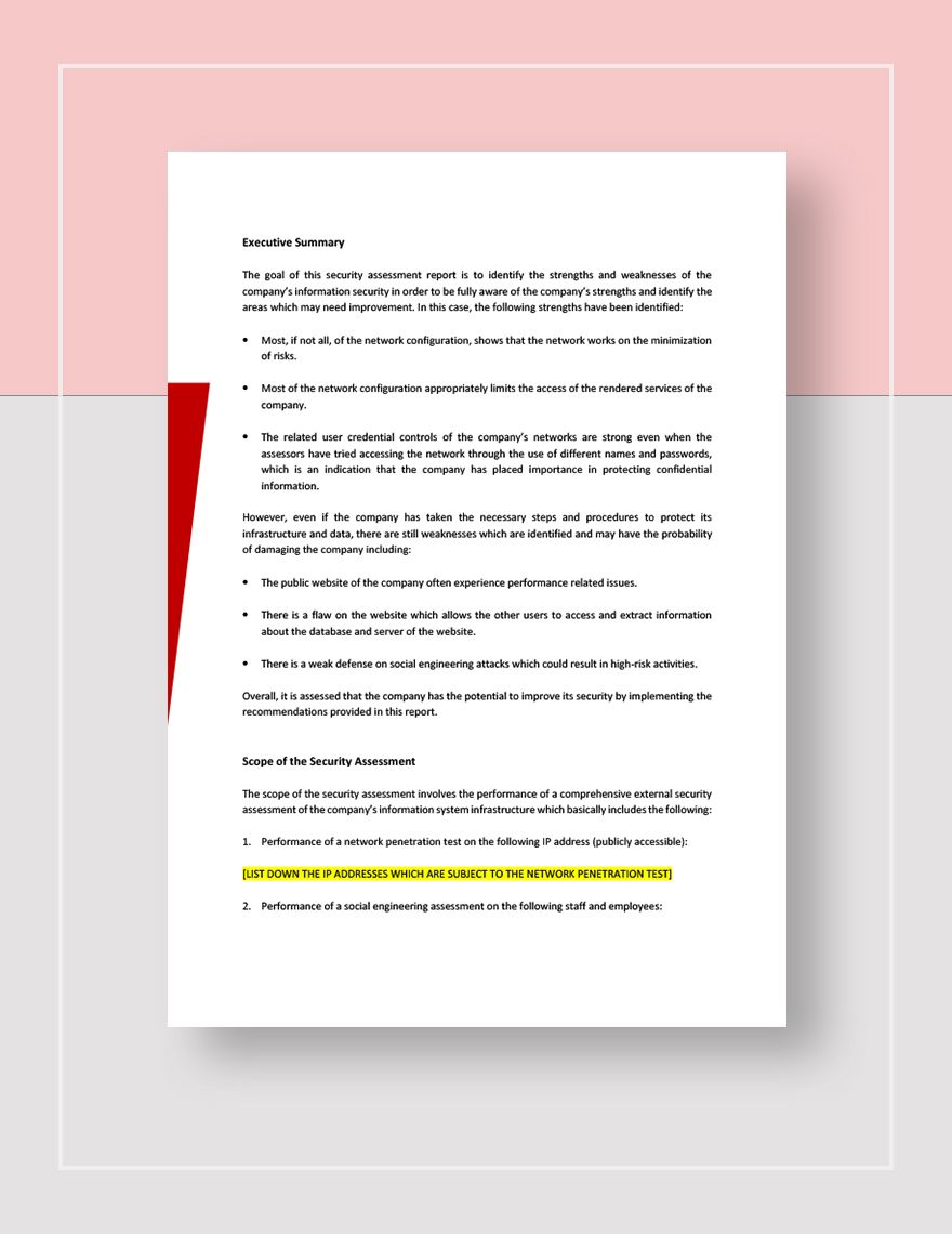 Security Assessment Report Template