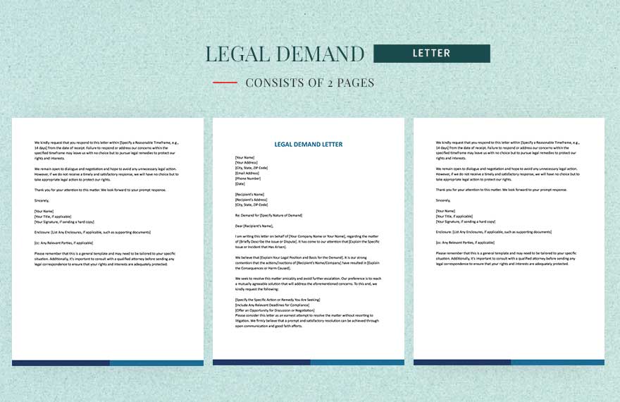 Legal Demand Letter in Word, Google Docs, Apple Pages