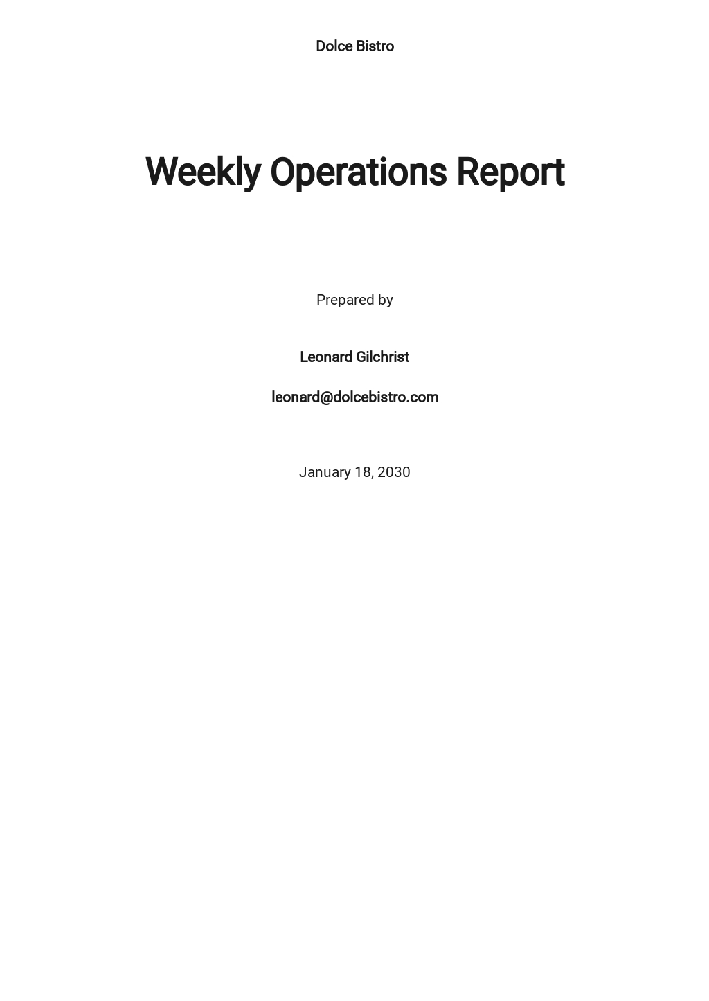 Daily Operations Report Template