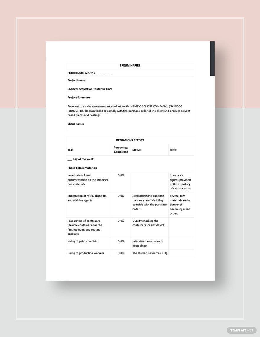 Weekly Operations Report Template